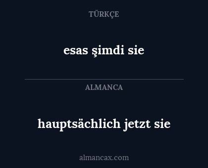 esas şimdi sie - hauptsächlich jetzt sie