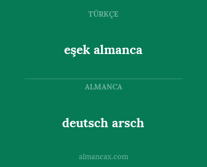 deutsch arsch - eşek almanca