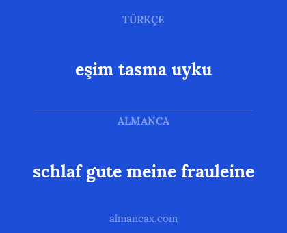 eşim tasma uyku - schlaf gute meine frauleine