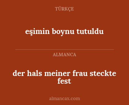 der hals meiner frau steckte fest - eşimin boynu tutuldu