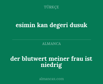 esimin
kan degeri dusuk - der blutwert meiner frau ist niedrig