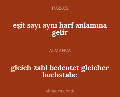 eşit sayı aynı harf anlamına gelir - gleich zahl bedeutet gleicher buchstabe