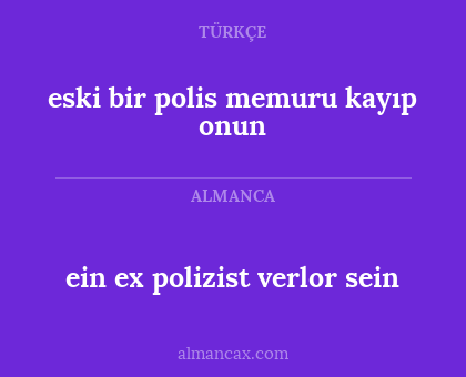 eski bir polis memuru kayıp onun - ein ex polizist verlor sein