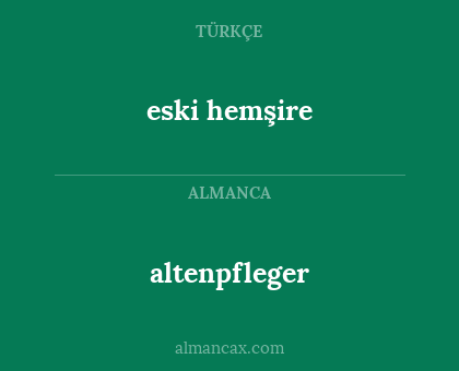altenpfleger - eski hemşire