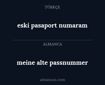 eski pasaport numaram - meine alte passnummer
