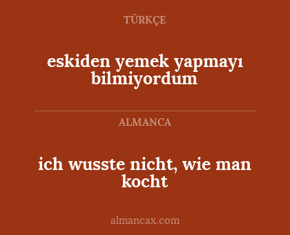 ich wusste nicht, wie man kocht - eskiden yemek yapmayı bilmiyordum