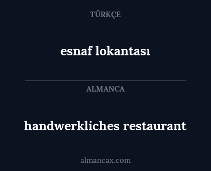 handwerkliches restaurant - esnaf lokantası