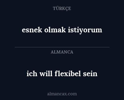 ich will flexibel sein - esnek olmak istiyorum