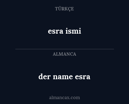 esra ismi - der name esra