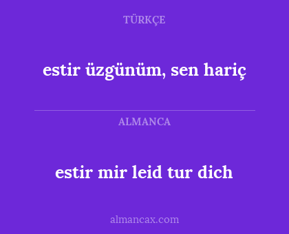 estir mir leid tur dich - estir üzgünüm, sen hariç