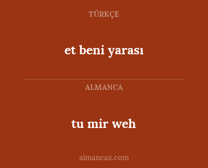 tu mir weh - et beni yarası