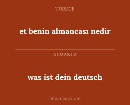 was ist dein deutsch - et benin almancası nedir