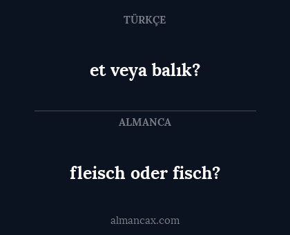 fleisch oder fisch? - et veya balık?