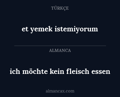 ich möchte kein fleisch essen - et yemek istemiyorum