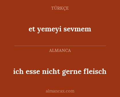ich esse nicht gerne fleisch - et yemeyi sevmem