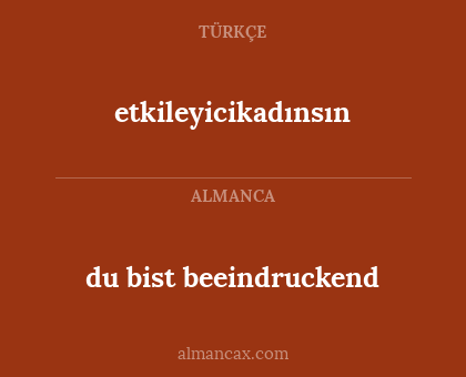 etkileyicikadınsın - du bist beeindruckend