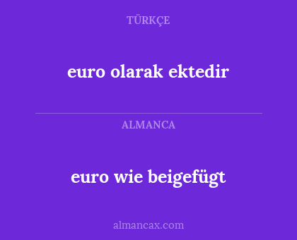 euro olarak ektedir - euro wie beigefügt