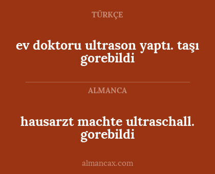 ev doktoru ultrason yaptı. taşı gorebildi - hausarzt machte ultraschall. gorebildi