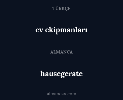 hausegerate - ev ekipmanları