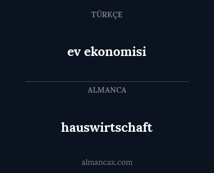 ev ekonomisi - hauswirtschaft
