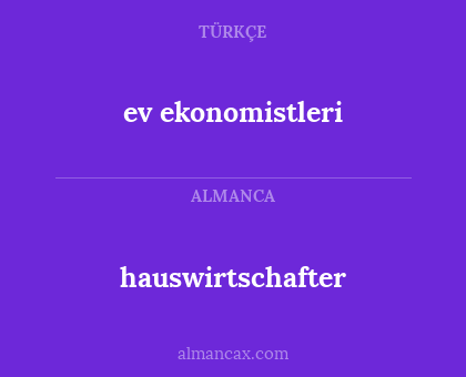 hauswirtschafter - ev ekonomistleri
