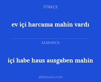 ev içi harcama mahin vardı - içi habe haus ausgaben mahin