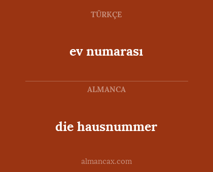 die hausnummer - ev numarası