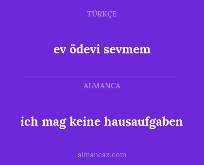 ich mag keine hausaufgaben - ev ödevi sevmem