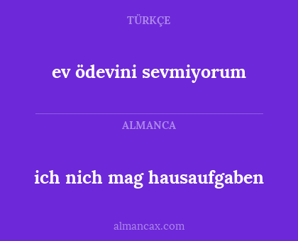 ev ödevini sevmiyorum - ich nich mag hausaufgaben