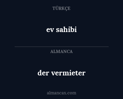 der vermieter - ev sahibi