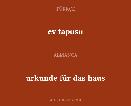 ev tapusu - urkunde für das haus