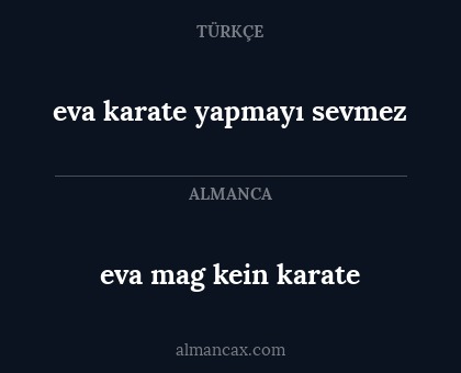 eva karate yapmayı sevmez - eva mag kein karate