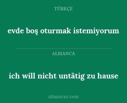 ich will nicht untätig zu hause - evde boş oturmak istemiyorum