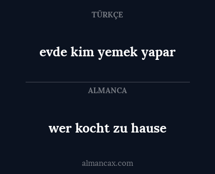 wer kocht zu hause - evde kim yemek yapar