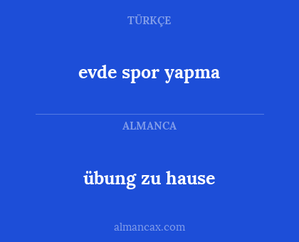 übung zu hause - evde spor yapma
