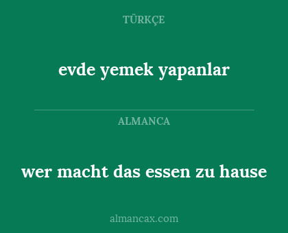 wer macht das essen zu hause - evde yemek yapanlar