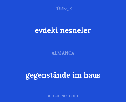 gegenstände im haus - evdeki nesneler
