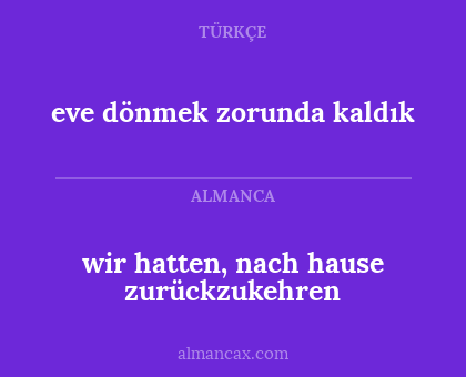 wir hatten, nach hause zurückzukehren - eve dönmek zorunda kaldık