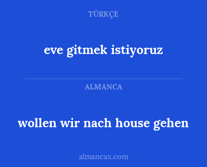 wollen wir nach house gehen - eve gitmek istiyoruz