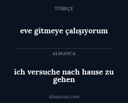 eve gitmeye çalışıyorum - ich versuche nach hause zu gehen