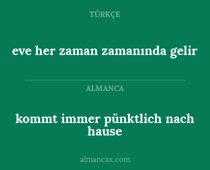 eve her zaman zamanında gelir - kommt immer pünktlich nach hause
