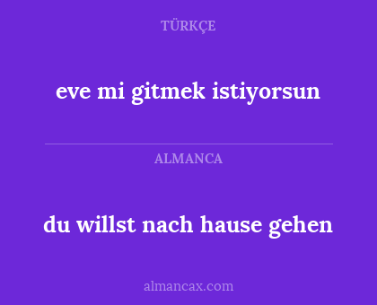 du willst nach hause gehen - eve mi gitmek istiyorsun