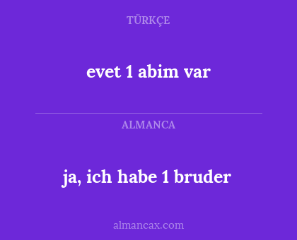 evet 1 abim var - ja, ich habe 1 bruder