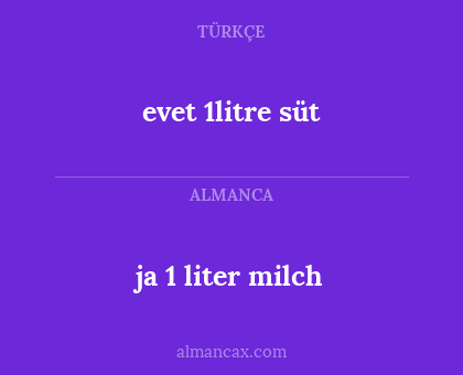 evet 1litre süt - ja 1 liter milch