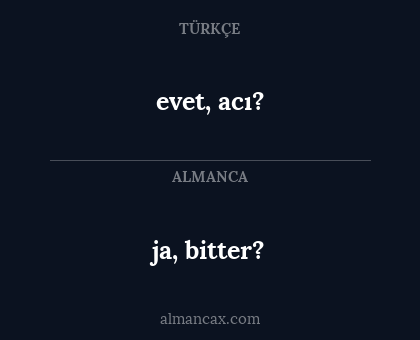 ja, bitter? - evet, acı?