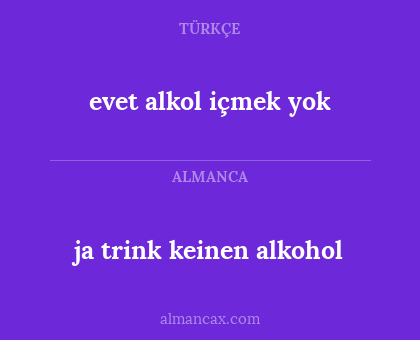 ja trink keinen alkohol - evet alkol içmek yok