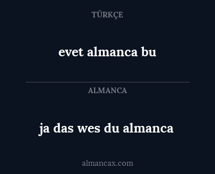 evet almanca bu - ja das wes du almanca