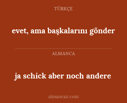 ja schick aber noch andere - evet, ama başkalarını gönder