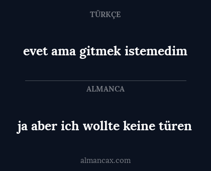 ja aber ich wollte keine türen - evet ama gitmek istemedim