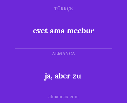 evet ama mecbur - ja, aber zu